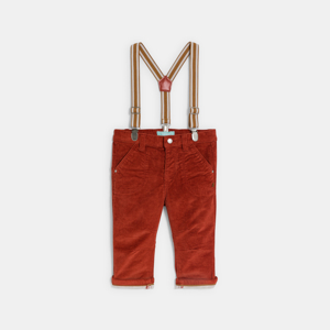 Oranje broek van corduroy met bretels voor babyjongens 1