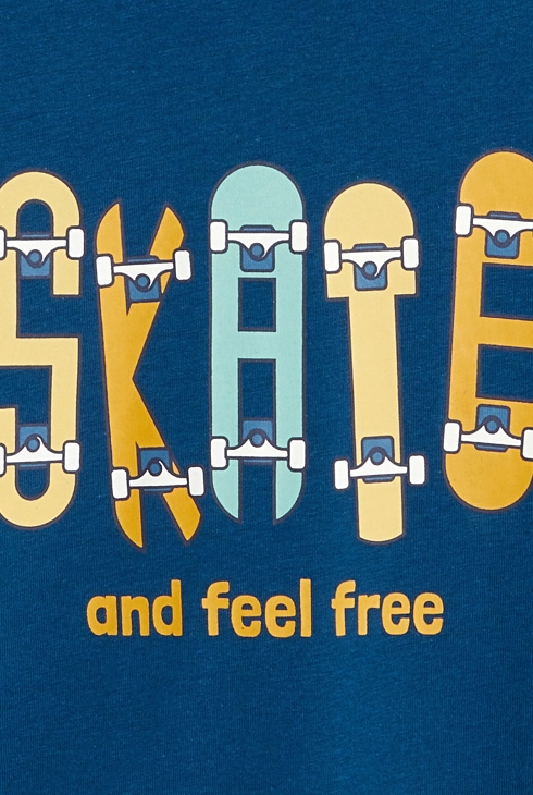 Blaues T-Shirt mit Skate-Motiv für Jungen