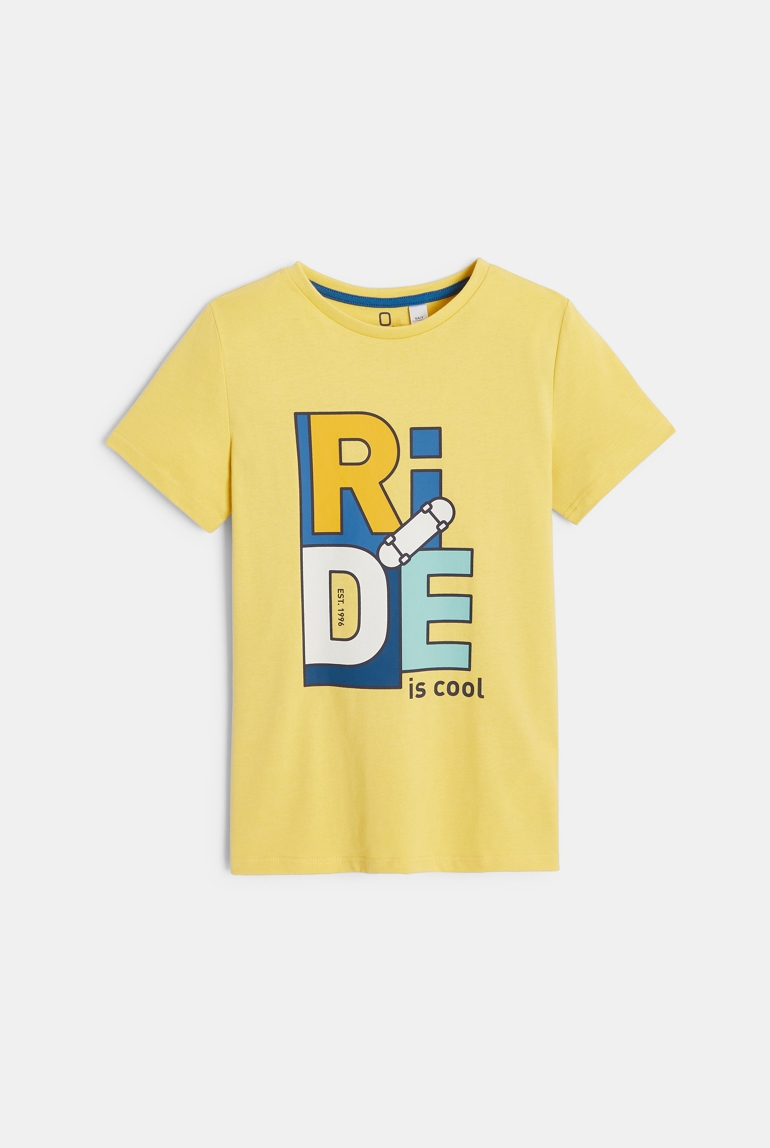T-shirt motif skate jaune garçon 1