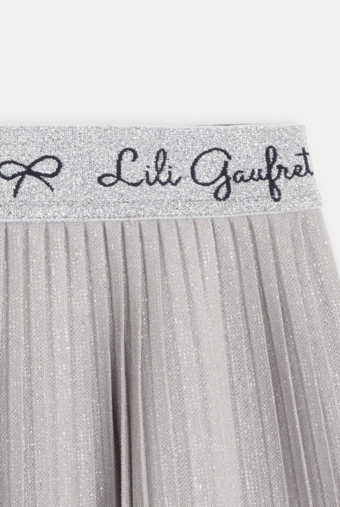 Jupe plissée brillante fille grise Lili Gaufrette 2