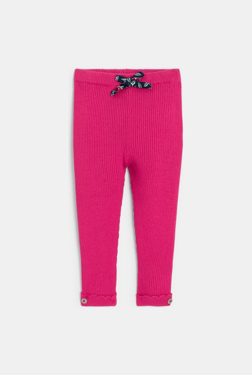 Dekliške rožnate rebrasto pletene pajkice za dojenčke 1