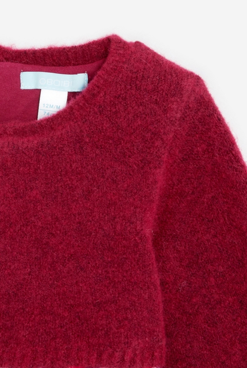 Robe bi-matière maille et seersucker rose bébé fille