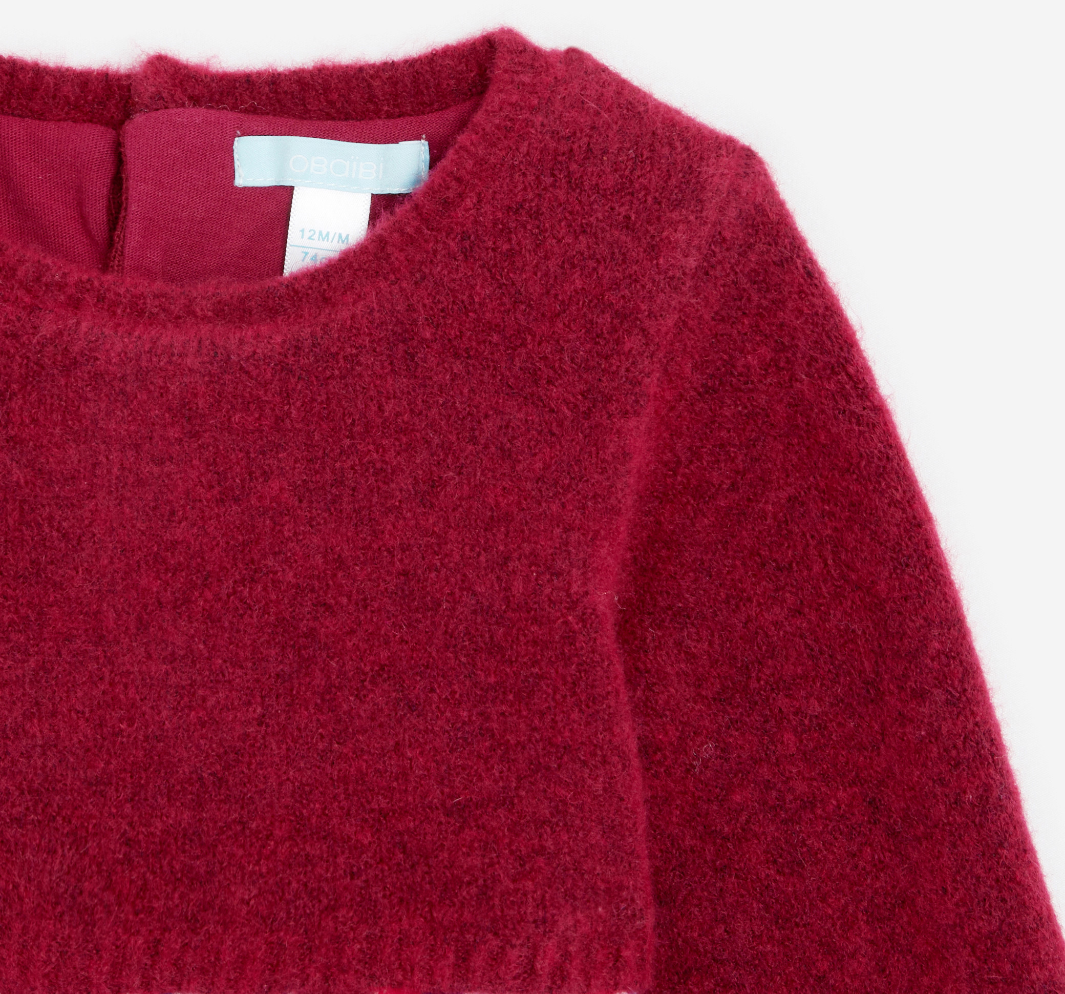 Kleid aus zwei Materialien – Strick und Seersucker Rosa Baby Mädchen 2