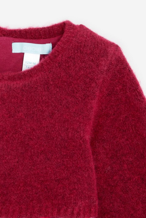 Obleka iz dveh materialov, pletivo in seersucker rožnata dojenček deklica 2