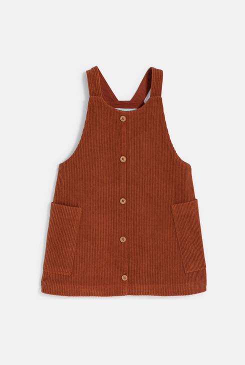 Robe salopette en velours côtelé marron bébé fille