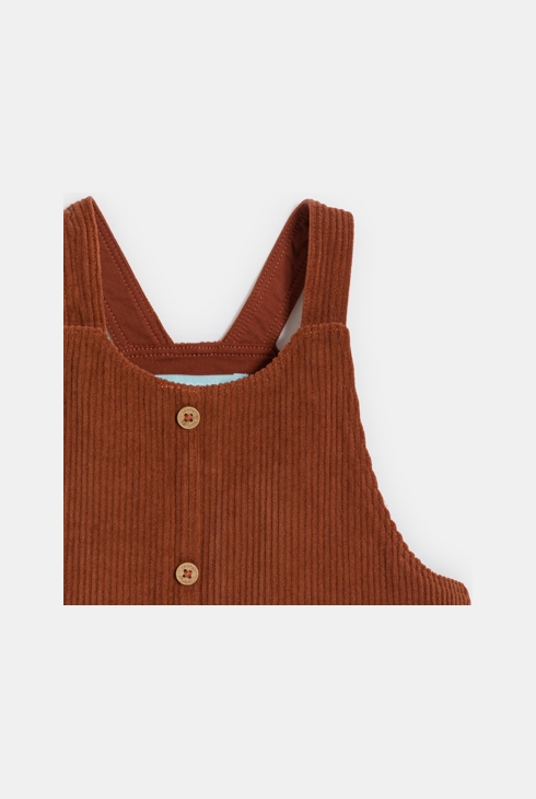 Robe salopette en velours côtelé marron bébé fille