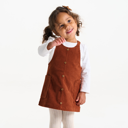 Robe salopette en velours côtelé marron bébé fille 1