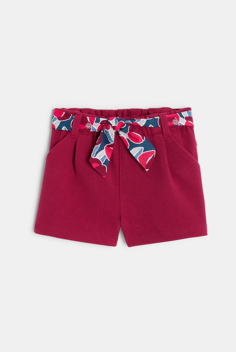 Short voor babymeisjes met roze gebloemde tailleband 1