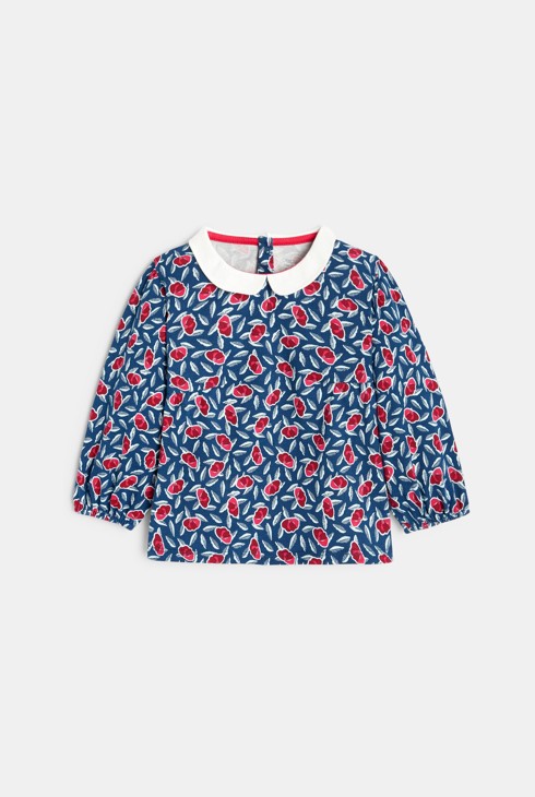 Bluza s cvetličnim motivom in majhnim ovratnikom 2