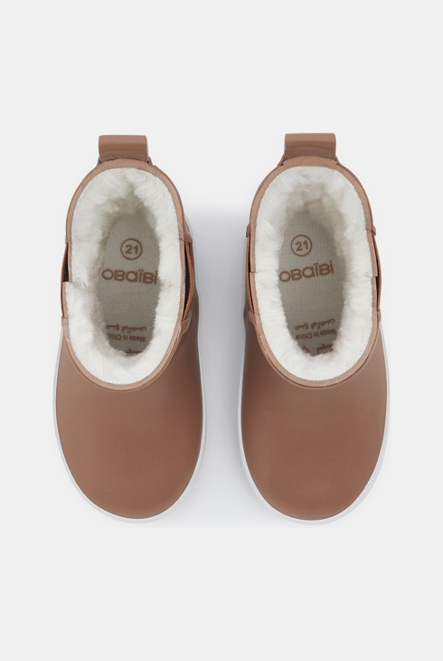 Bottes de pluie fourrées beige bébé fille