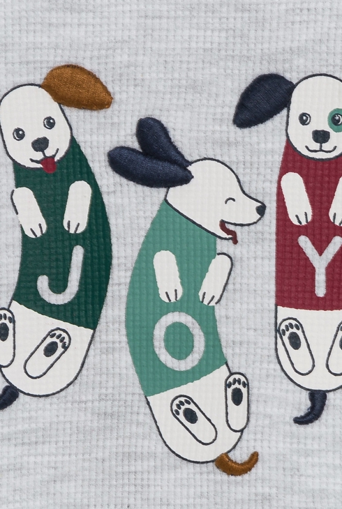 Graues T-Shirt aus Baumwolle mit Hundemotiven Kleinkind Junge 2