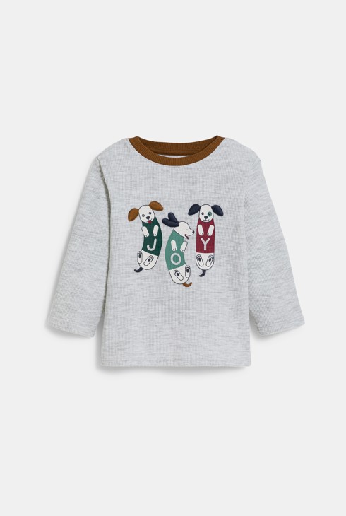 T-shirt coton chiens gris bébé garçon 2