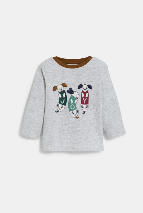 Graues T-Shirt aus Baumwolle mit Hundemotiven Kleinkind Junge 2