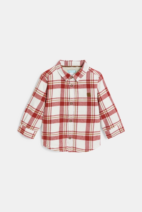 Baby boy's red check sherpa-lined overshirt 2