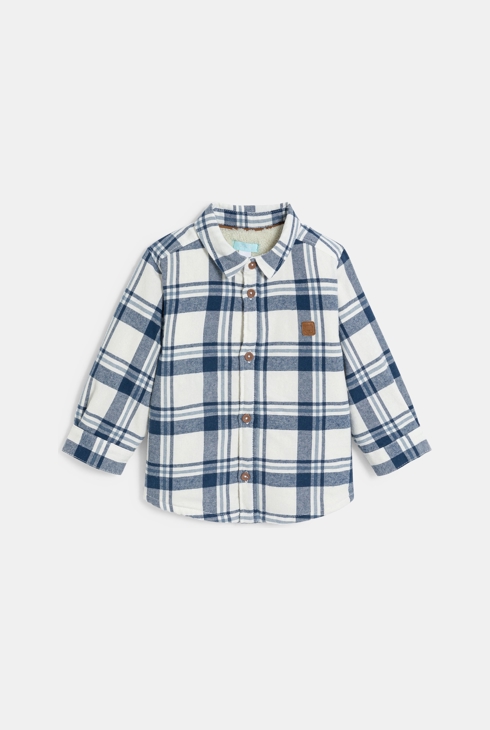 Surchemise doublée sherpa à carreaux bleus bébé garçon