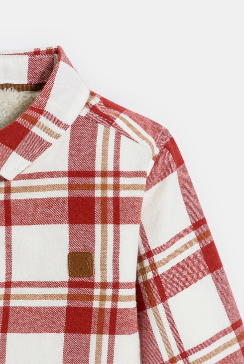 Fantovska karirasta rdeča vrhnja srajca s podlogo iz tkanine šerpa za dojenčke 2