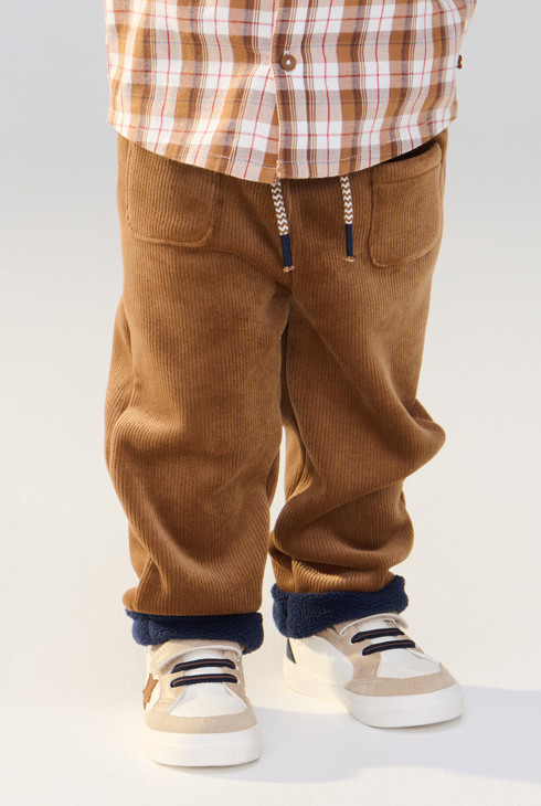 Baby-Cordhose aus Fleece braun, Jungen 2