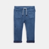 Pantalon velours côtelé polaire bleu bébé garçon