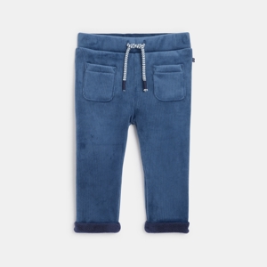 Fleece broek in blauwe corduroy voor babyjongens 1