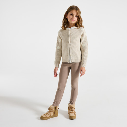Leggings En Molleton Irisé Fille - Beige Mulot - 4A - OKAIDI