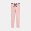 Pantalon skinny en velours ras rose Fille