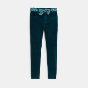 Pantalon skinny en velours ras bleu Fille 1