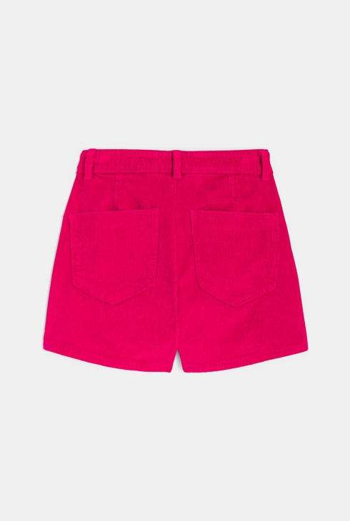 Dekliško rožnato kratko krilo iz rebrastega žameta 2