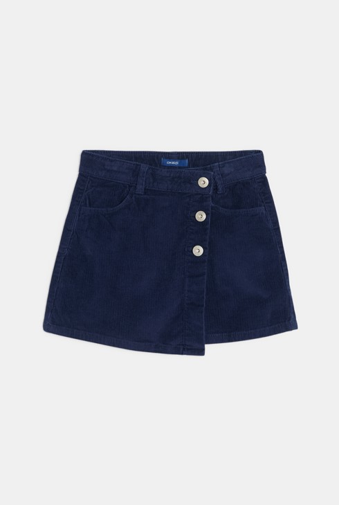 Jupe-short en velours côtelé bleu marine Fille 1