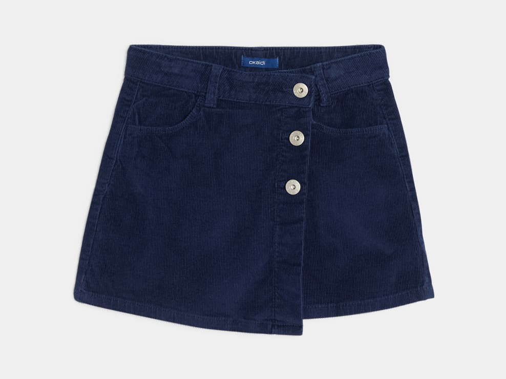 Skort aus Cordsamt marineblau Mädchen 2