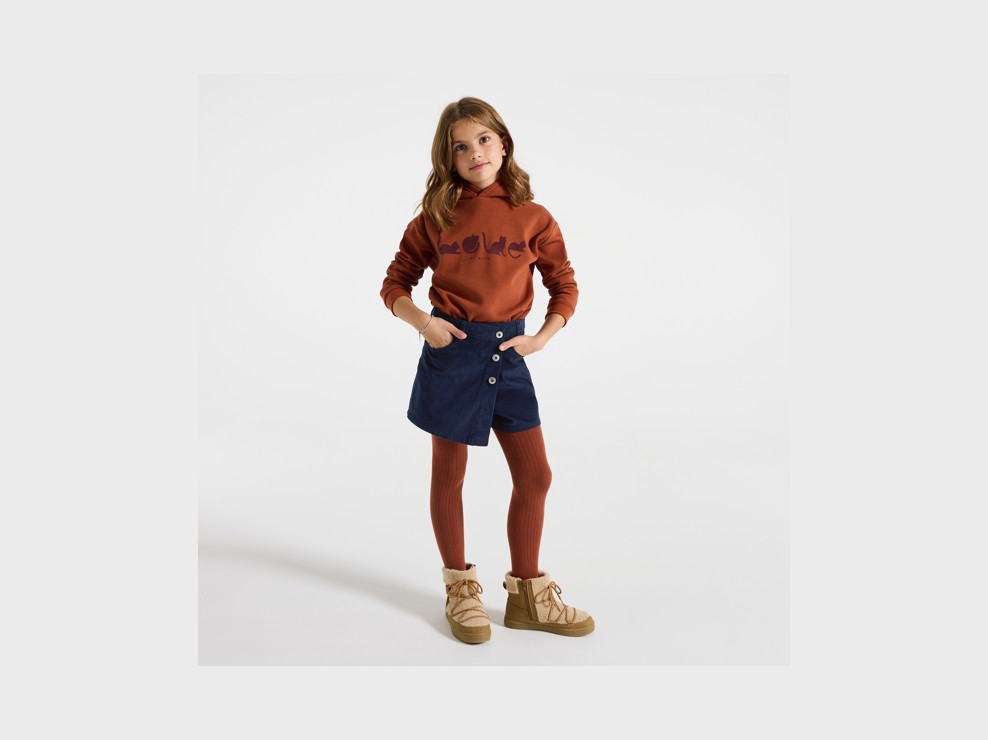 Skort aus Cordsamt marineblau Mädchen 1