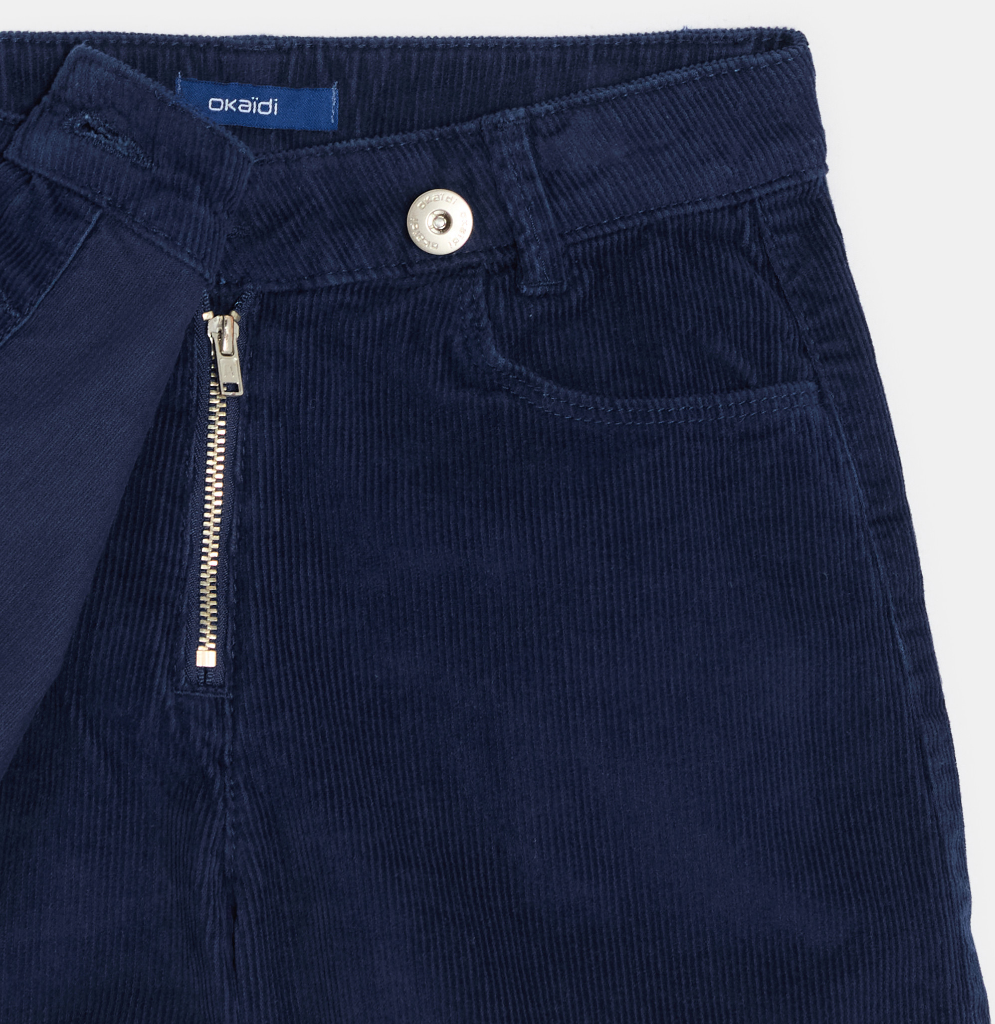 Jupe-short en velours côtelé bleu marine Fille