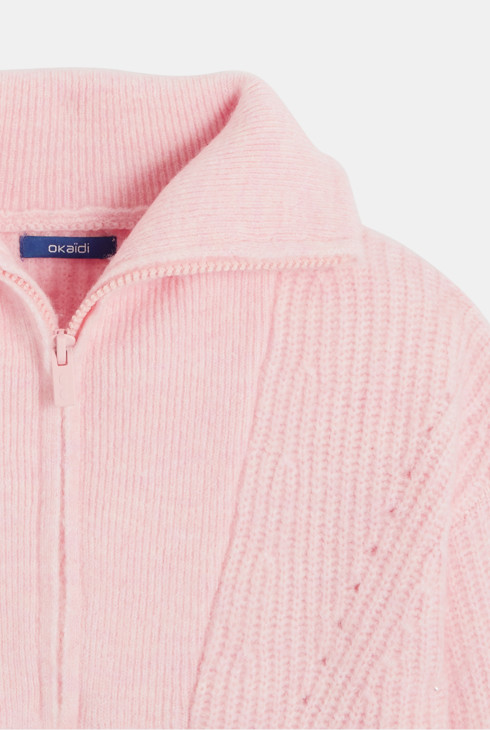 Girls pink trucker collar sweater dress 2