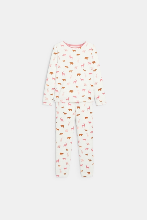 Pižama iz potiskanega žameta rožnata deklica 2