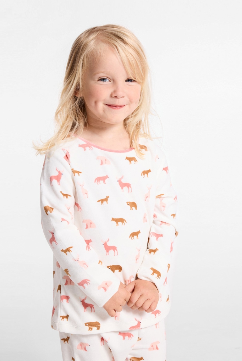 Pyjama en velours imprimé rose fille 1