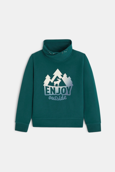 Grünes Sweatshirt mit Aufschrift für Jungen 1