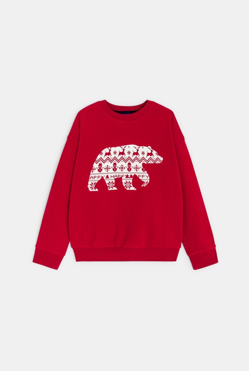 Weihnachts-Sweatshirt in Rot für Jungen 1