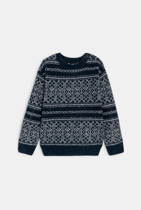 Pull jacquard bleu Garçon