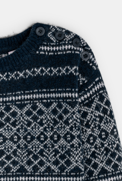 Pull jacquard bleu Garçon