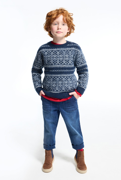 Blauer Jacquard-Pullover für Jungen 2