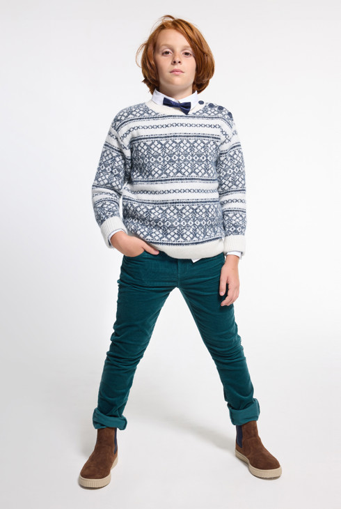 Weißer Jacquard-Pullover für Jungen 2