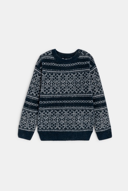 Boys' blue jacquard sweater 2