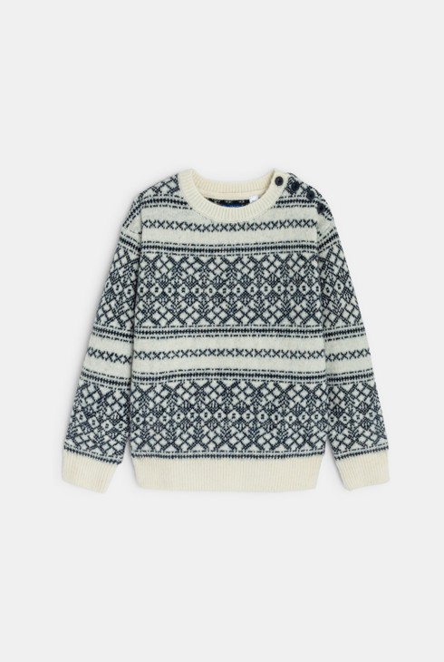 Bel fantovski pulover iz žakarda 2