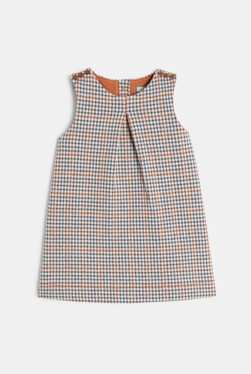 Kariertes Baby-Trägerkleid mit Phantasiemuster für Mädchen 2