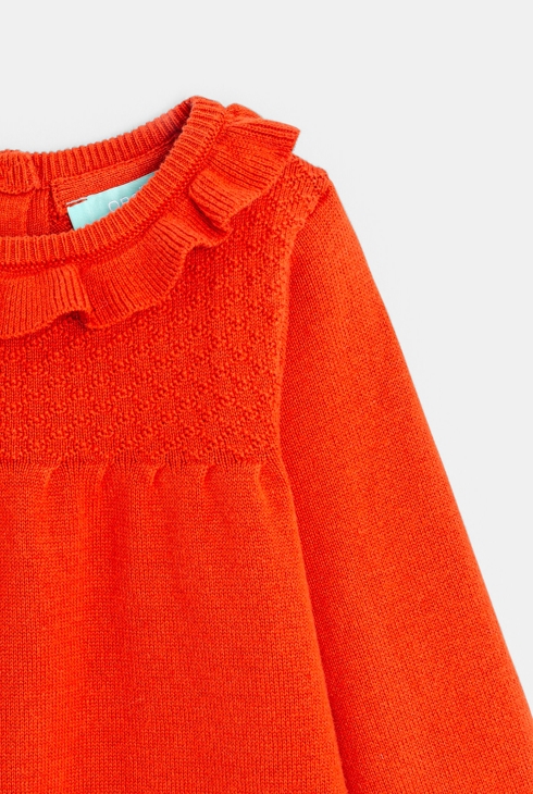 Robe maille tricot col à volants