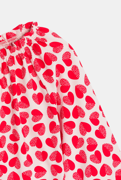 Bedruckte Babybluse in rotem Seersucker für Mädchen