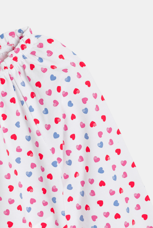 Bedruckte Babybluse aus blauem Seersucker für Mädchen