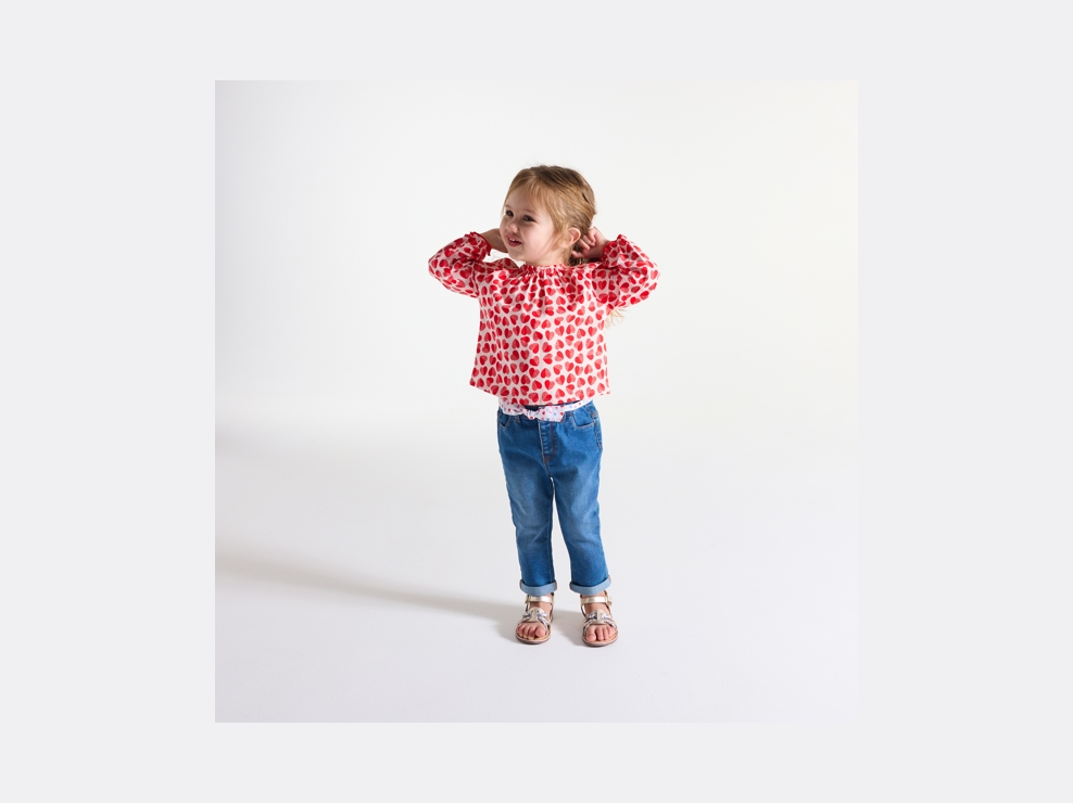 Blouse seersucker imprimée rouge bébé fille 1