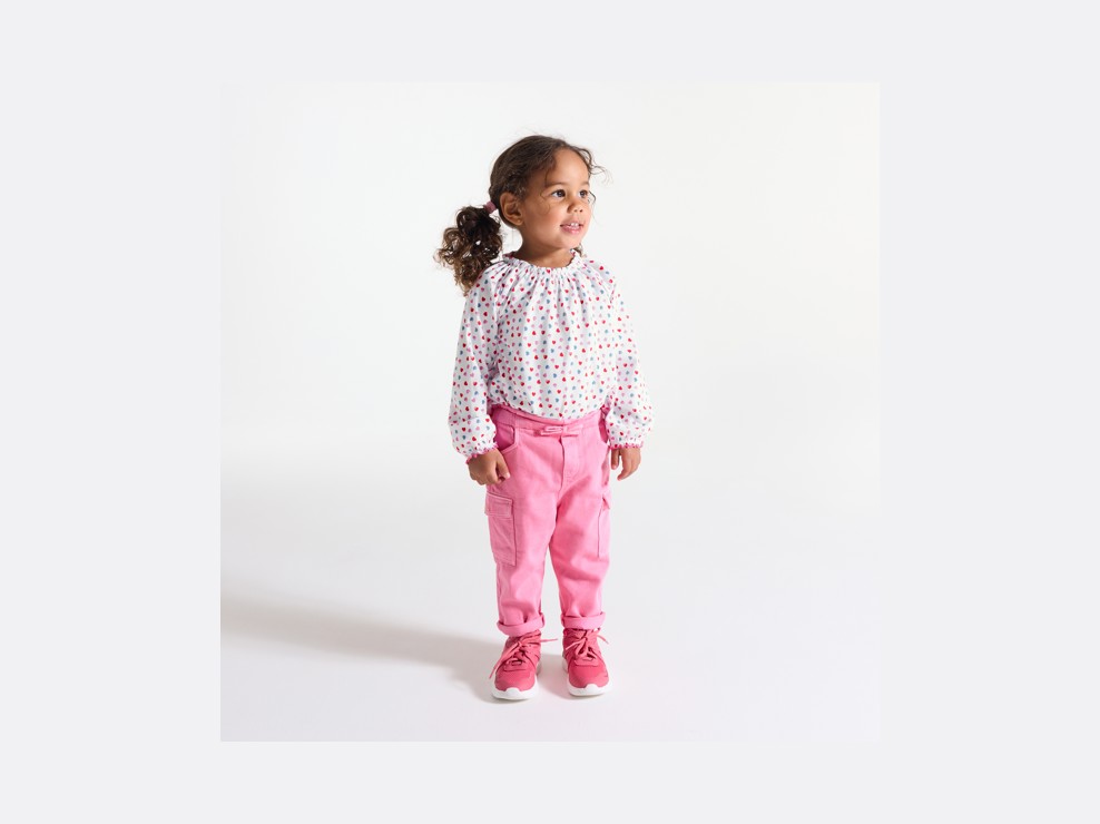 Blusa seersucker estampada azul bebé niña 1