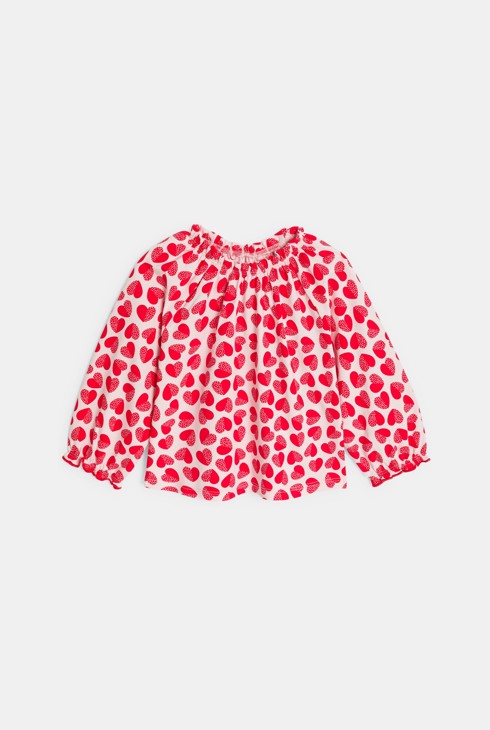 Blouse seersucker imprimée rouge bébé fille 1