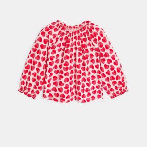 Baby girl's red printed seersucker blouse 1